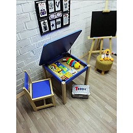 Еко-ігровий набір для дітей Baby Comfort стіл з нішою + стілець синій