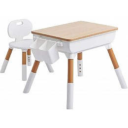 Дитячий комплект в скандинавському стилі Urbankit стіл та стілець Білий/коричневий