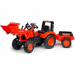 Педальный трактор для детей с прицепом и ковшом Kubota Red Falk IG31850