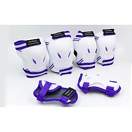 Защита детская наколенники, налокотники, перчатки HYPRO SK-6967 8-12 лет White-Violet (US00508)