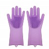 Силіконові рукавиці SUNROZ для миття посуду зі щіточкою Фіолетовий (SUN2572)
