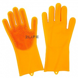 Перчатки силиконовые многофункциональные уборка, чистка, мытье посуды, ухваты 2Life Оранжевый (n-532)