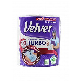 Бумажні рушники Velvet Turbo трьохшарові 1 рулон 340 відірвів