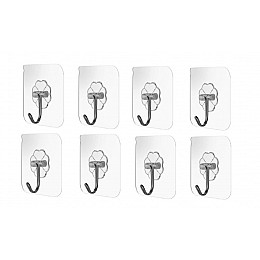 Самоклеящиеся крючки набор из 8 шт Homy для ванной комнаты и кухни прозрачный (СМ050856-8)