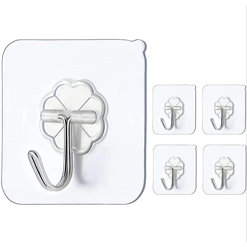 Самоклеящиеся крючки набор из 5шт Homy для ванной комнаты и кухни прозрачный (КК050856-5)