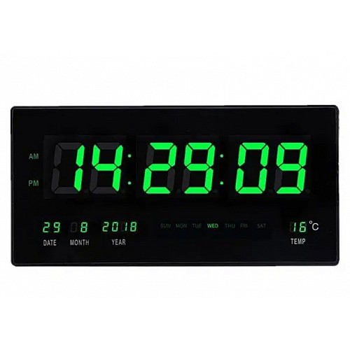 Настенные электронные LED часы Digital Clock 4622 Черные с зеленым