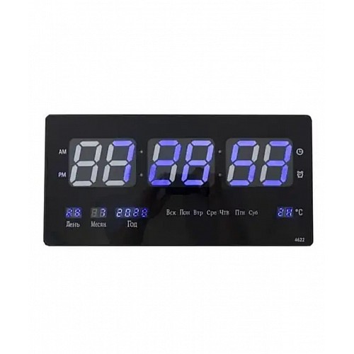 Настенные электронные часы Digital Clock 4622 LED Черные с синим