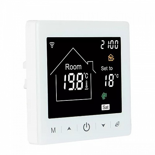 Терморегулятор сенсорний с Wi-Fi Oshland М2 для водяного/электрического теплого пола совместим с TUYA "Умный дом" Белый (PH050694)