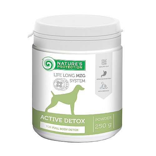 Пищевая добавка Nature's Protection Active Detox для очищения организма взрослых собак с кальцием и магнием 250 гр