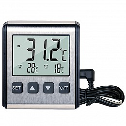 Електронний цифровий термометр для акваріума з РК-дисплеєм та сигналізатором температури OEM CX-6552 Сірий