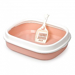 Туалет лоток для кошек с лопаткой Taotaopets 225501 46*38*13 см Розовый (11051-62357)