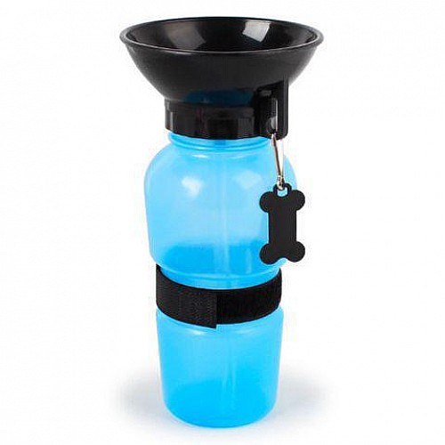 Портативная поилка с чашей для собак SUNROZ Dog Bottle 500 мл Синий (SUN0856)