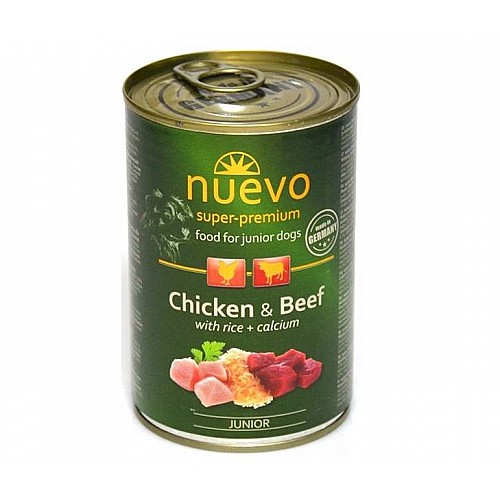 Консерва для собак Nuevo Adult с курицей говядиной и рисом + кальций 800 г (4250231595103)