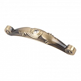 Ручка-скоба Kerron 96 мм античная бронза с кристаллами (CRL16-96 BA)