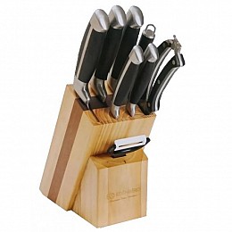 Набір кухонних ножів на дерев'яній підставці Edenberg EB-3612 9 предм