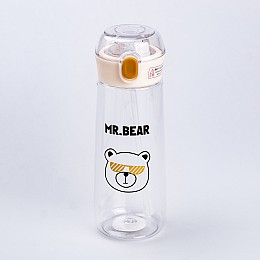 Пляшка для води Happy Life Bear 600 мл з кришкою на защіпці коричнева (HP28496E)