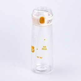 Пляшка для води Happy Life Bear 600 мл з кришкою на защіпці помаранчева (HP28496)