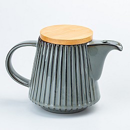Чайник керамический заварочный с бамбуковой крышкой TS Kitchen 850 мл серый (HP7211G)