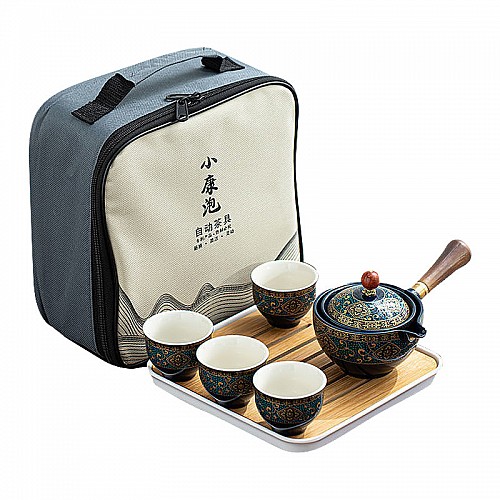 Дорожный набор Lesko blue для китайской чайной церемонии керамический из 6 предметов (12024-67015)