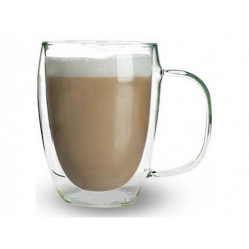 Стеклянный стакан для чая и кофе с двойными стенками и двойным дном А-Плюс 7007 Capuchino 390 мл
