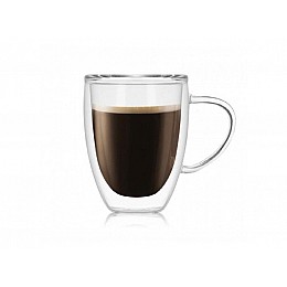 Стеклянный стакан для чая и кофе с двойными стенками и двойным дном А-Плюс 7005 Capuchino 310 мл