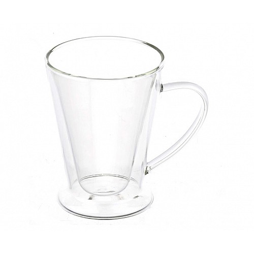 Стеклянный стакан для чая и кофе с двойными стенками и двойным дном А-Плюс 7009 Capuchino 250 мл