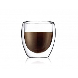 Стеклянный стакан для чая и кофе с двойными стенками и двойным дном А-Плюс 7001 Capuchino 380 мл