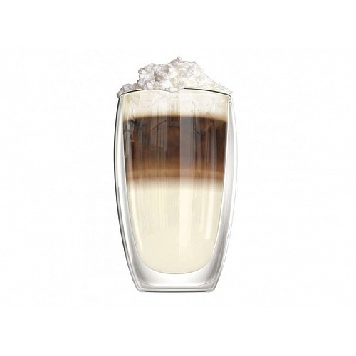 Стеклянный стакан для чая и кофе с двойными стенками и двойным дном А-Плюс 7003 Capuchino 470 мл