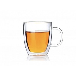 Стеклянный стакан для чая и кофе с двойными стенками и двойным дном А-Плюс 7006 Capuchino 390 мл