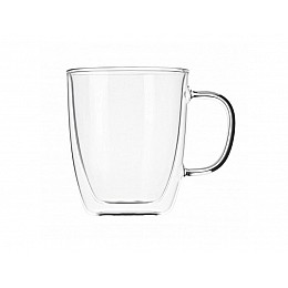 Стеклянный стакан для чая и кофе с двойными стенками и двойным дном А-Плюс 7008 Capuchino 400 мл
