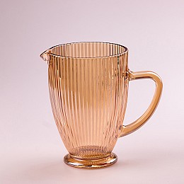 Кувшин для напитков Lugi 1,3л фигурный прозрачный ребристый из толстого янтарного стекла (HP7118A)