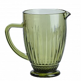 Кувшин для напитков TS Kitchen 1,2л фигурный прозрачный ребристый из толстого стекла зеленый (HP4145)