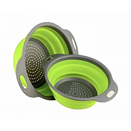 Дуршлаг силиконовый складной Collapsible filter baskets большой + маленький Зеленый (300674)