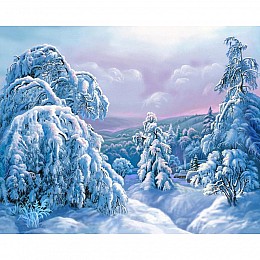 Алмазна мозаїка Зима в селі DM-377 60 х 50см Повна зашивка