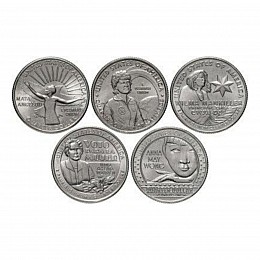 Набор монет Collection США 25 центов 2022 женщины Америки 5 шт 20.2 мм Серебристый (hub_iz4kiy)
