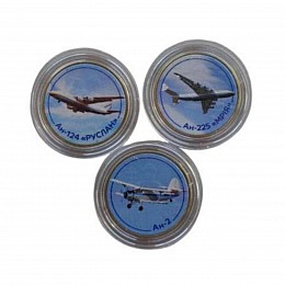 Набір монет Mine Літаки України Ан-225 Мрія / Ан-124 Руслан / Ан-2 гривня 26 мм Різнокольоровий (hub_mqhn14)
