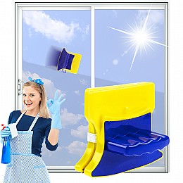 Магнітна щітка для миття вікон з обох сторін Glass Wiper 12 мм Жовто-синя