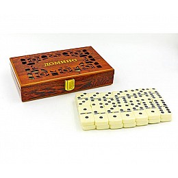 Домино настольная игра в деревянной коробке IG-5010E (SKL0411)