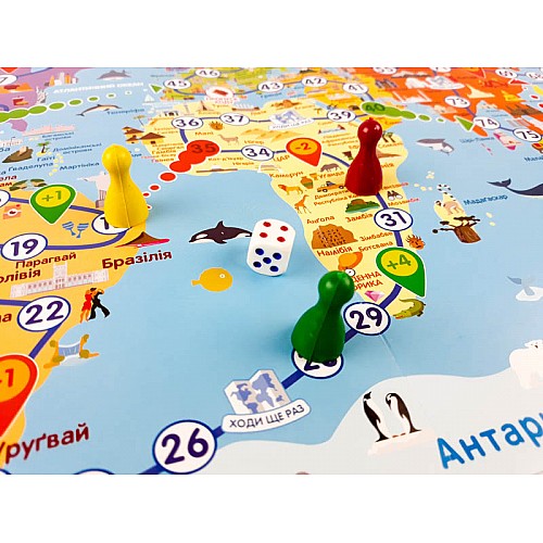 Детская настольная игра - ходилка ZIRKA "Путешествуем по миру" 127914 на укр. языке