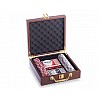 Набір для покера в шкірозаміннику в чемодані PK100L на 100 фішок з номіналом (SKL0904)