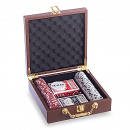 Набор для покера в кожзам чемодане SP-Sport PK100L на 100 фишек с номиналом