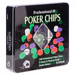 Покерный набор в металлической коробке-100 фишек SP-Sport IG-2033