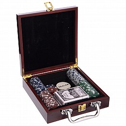 Набор для покера в деревянном кейсе SP-Sport IG-6641 на 100 фишек с номиналом