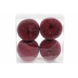 Набор декоративных яблок в сахаре на подвесе BonaDi 8 см Темно-красный (130-407)