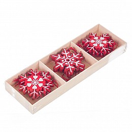 Набор игрушек Elisey Снежинки 6 см Красный с белым (0450j)