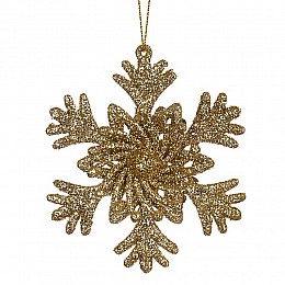 Підвіска новорічна Elisey Сніжинка оригінальна 10 см Золотистий (007NZ)