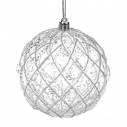 Куля новорічна пластикова Flora D-10 см Сріблястий (11451)