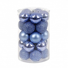 Набір пластикових новорічних куль Flora 25 шт D-3 см Синій (11648)