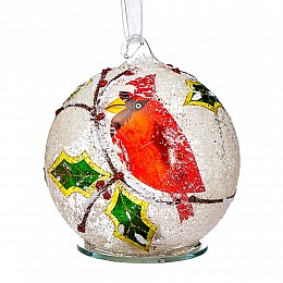 Куля новорічна Elisey Куля з пташкою 10 см Різнокольоровий (096NB)