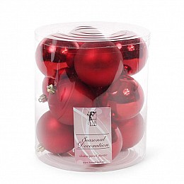 Набор пластиковых новогодних шаров Flora 12 шт D-8 см Красный (11637)